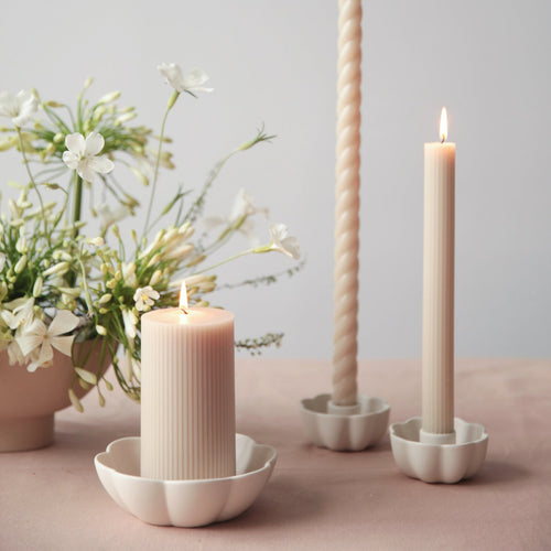 Fleur Ribbed Pillar Candle Set