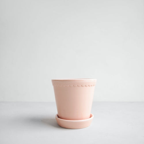 Berg Pottery Helena Glazed Planters. Petal, blush color