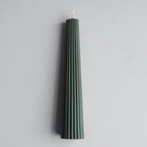 Beeswax Fluted Pillar, Antique Green