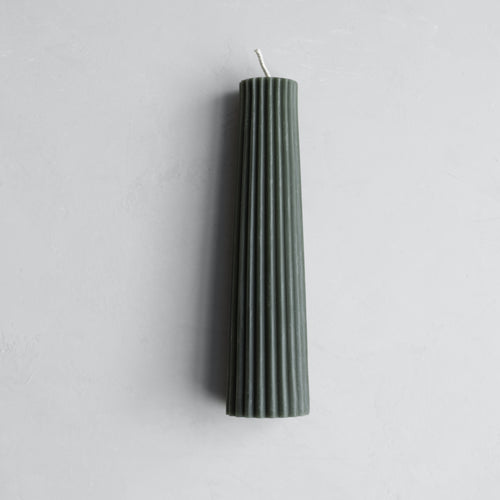 Beeswax Fluted Pillar, Antique Green