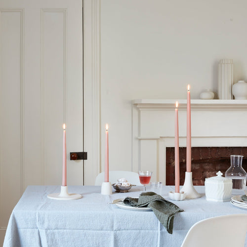 white ceramic fleur taper candleholder