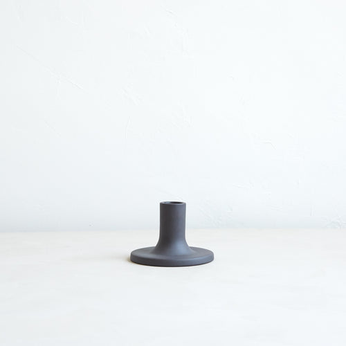 Pair Ceramic Taper Candle Holders _ Black_Smoke