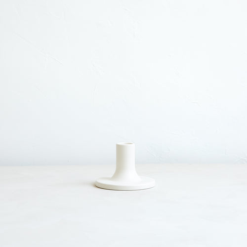 Pair Ceramic Taper Candle Holders _ White