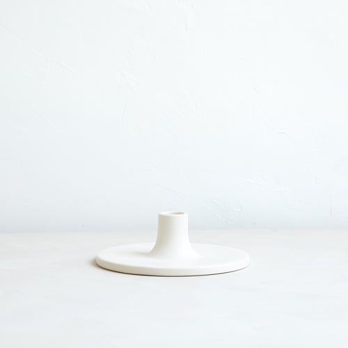 Pair Ceramic Taper Candle Holders _ White