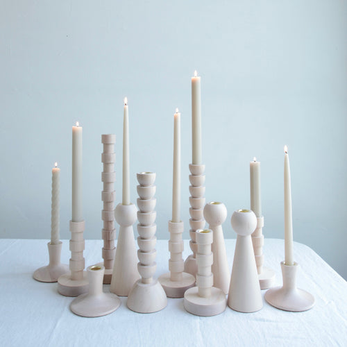 Wooden Franc Taper Candle Holder