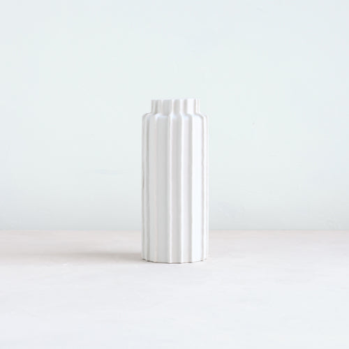 Ceramic Ribbed Cylinder Vases