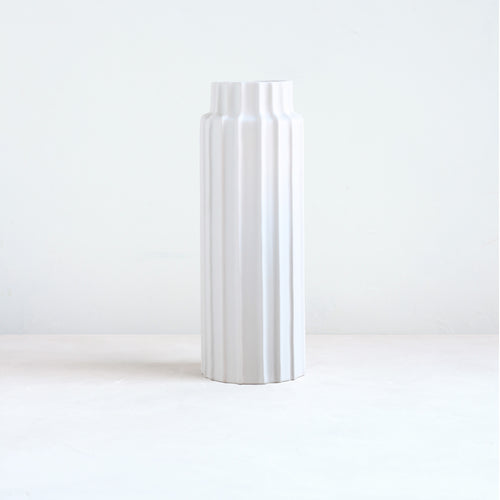 Ceramic Ribbed Cylinder Vases