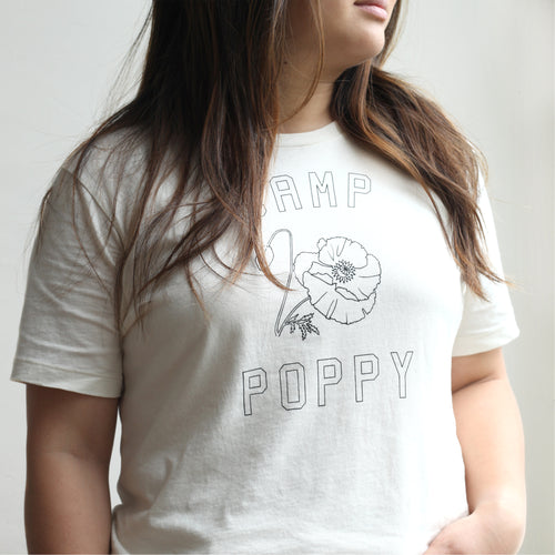 Which camp are you in? Inspired by a beloved vintage find, we selected the softest, pure cotton t-shirts with a lived-in feel, and commissioned our in-house creative extraordinaire, Rosalie Ho, to hand draw illustrations that reflect some of our favorite flowers: Foxglove, Rose, and Poppy. A small run of our 100% cotton t-shirts were expertly hand screened in Brooklyn. Pick a camp and come on in!